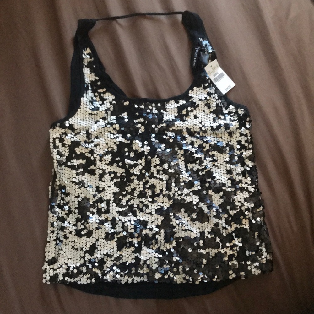 Sequin crop top plunging back
